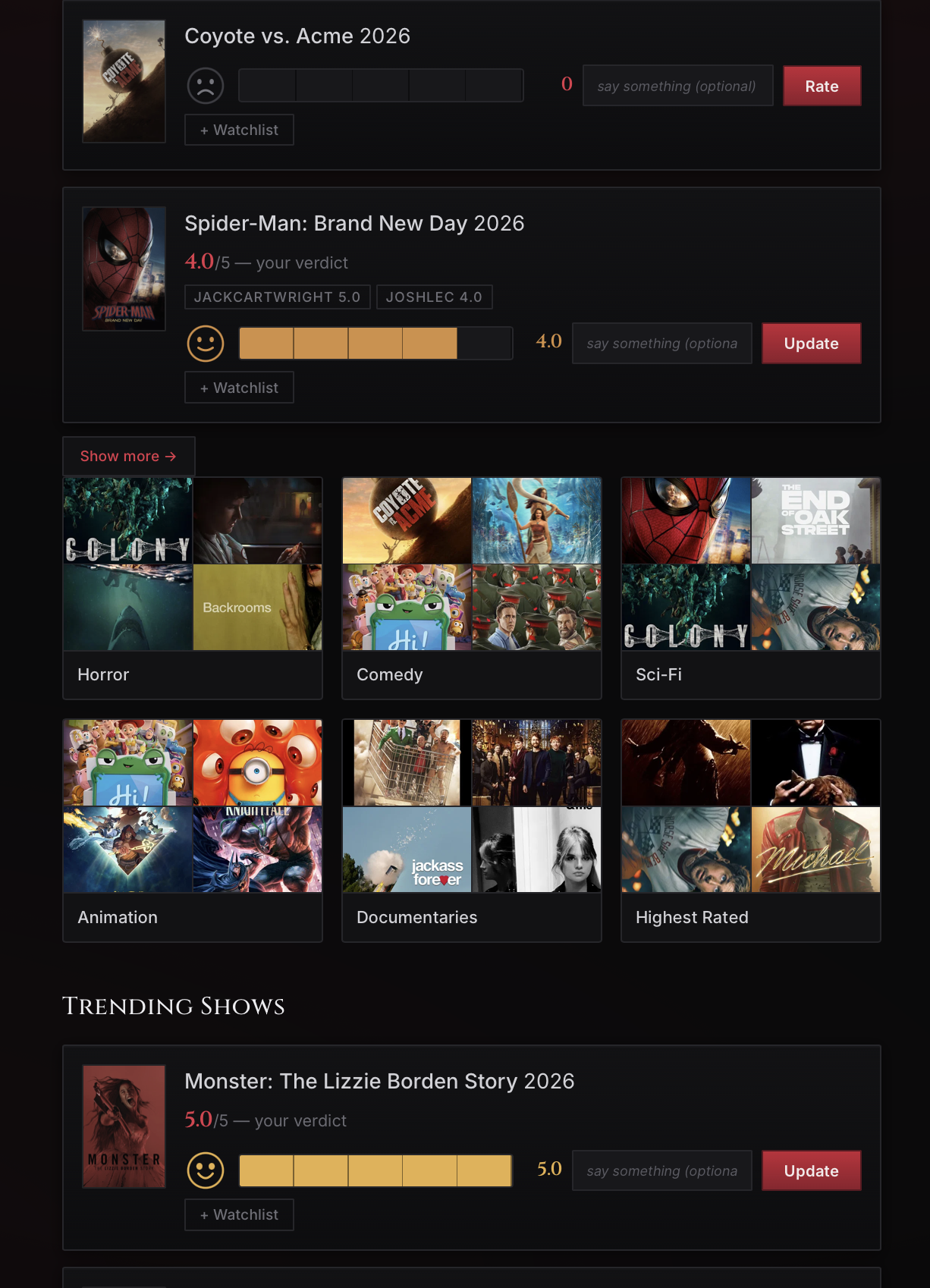 Discover page