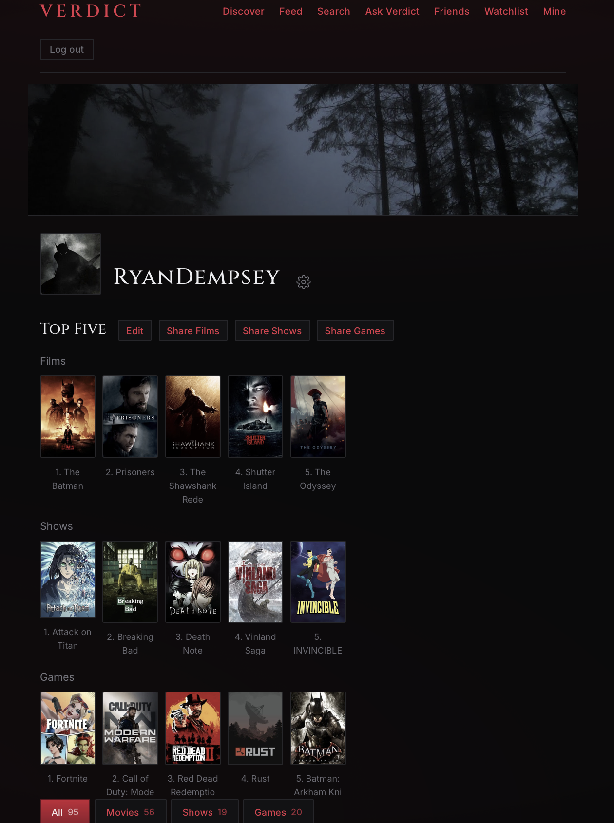 Profile page